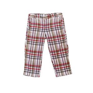 J. Crew Y2K Favorite Fit, Mid Rise Red Tan Plaid Capri Pant/Clam Diggers, Size 2